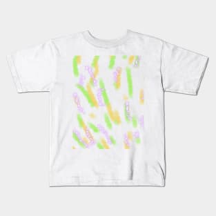 Green yellow watercolor lines art Kids T-Shirt